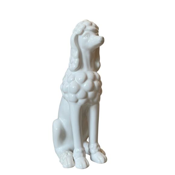 Fancy French Poodle Figurine Statue 9.5in White Ceramic Luxury Decor NEW - Picture 1 of 16